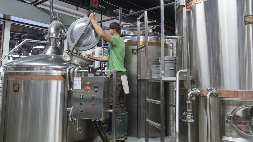 Person working in a craft brewery 