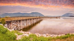 Golden Sunrise at Salmon Arm Wharf on Shuswap Lake in BC